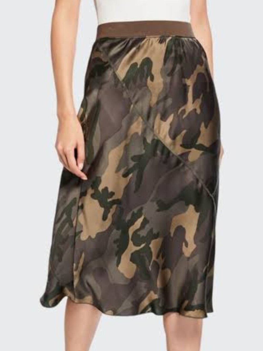 ATM Anthony Thomas Melillo Camo Print Cotton Maxi Skirt Size Small